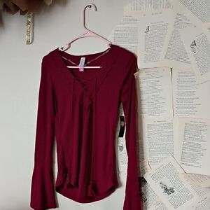 No Boundaries Deep Red Long Sleeve Top
